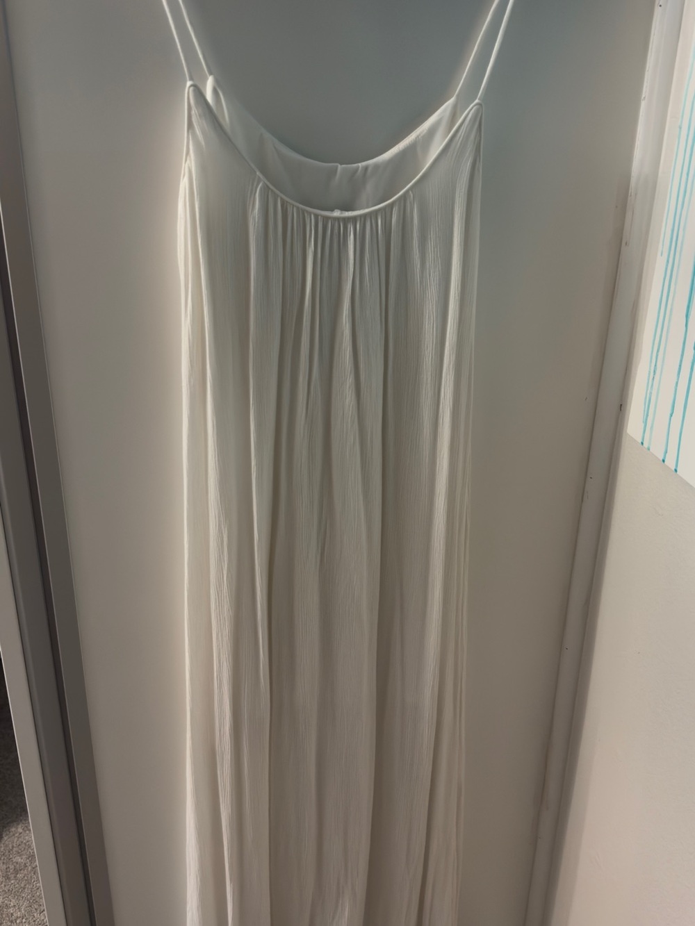 Women's White Maxi Skirt with Spaghetti Waist Straps